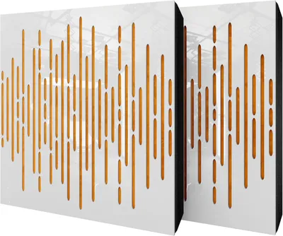 Zdjęcie produktu dla Zestaw 4 paneli akustycznych WAVE, aksamit, 50x50x5 cm, biały plastik/żółty