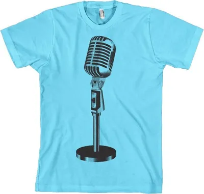 Productafbeelding van T-shirt met retro microfoonprint - X-Large - Lichtblauw