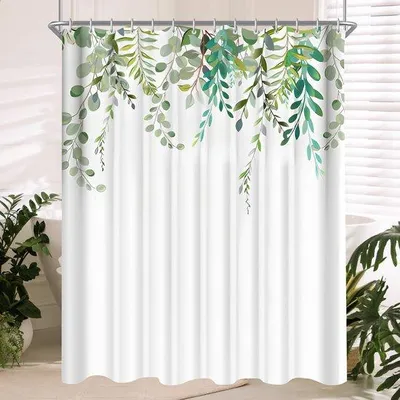 Produktbild von Ibenzoa® Duschvorhang aus schimmelresistentem Stoff – 180 x 180 cm, wasserdicht & schnelltrocknend, mit verstärktem Saum, waschbar
