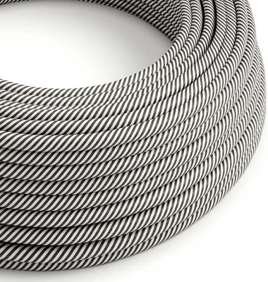 Immagine prodotto di Creative-Cables Cavo elettrico rivestito in tessuto, 3 x 0,75 mm², 1 m, Bianco e Ardesia ERM37, Rotondo, effetto seta