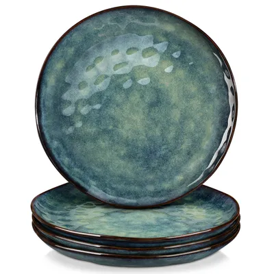 Image de Service de table Vancasso « STARRY » : lot de 4 assiettes plates et assiettes à dessert en grès pour 4 personnes, vert
