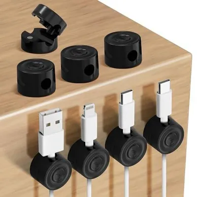 Zdjęcie produktu dla Klipsy do kabli magnetyczne organizer 8 sztuk na biurko