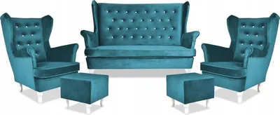 Produktbild von Family Meble Set aus Sofa + 2 Sessel + Hocker Diana 2-Sitzer Sofa Couch Freistehendes Lounge Sofa Bequem zum Entspannen Wohnzimmer Büro (ROYAL 19)