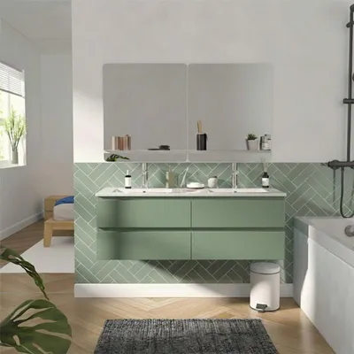 Produktbild von SORRENTO 120 cm Doppelwaschtisch mit Keramikarbeitsplatte