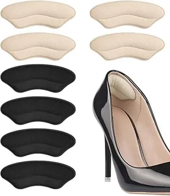 Produktbild von Riootlnm Fersenpolster für Damen, Wildleder & Leder, BeigeBlack, lose Damenschuhe, Blasenprävention, Ferseneinlagen