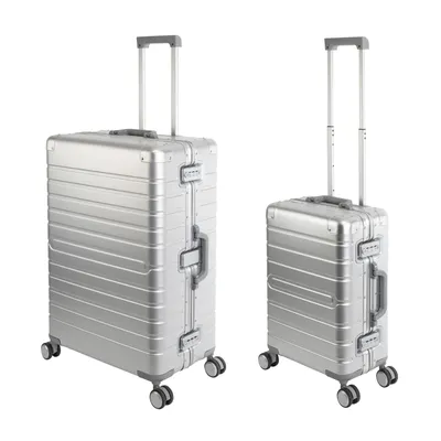 Produktbild von Travelhouse Oslo - 2er Reisekoffer Set S+L - Aluminium Hartschale Silber