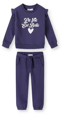 Produktbild von Minoti Jogginganzug mit Rüschen Dunkelblau Gr. 86 für Mädchen