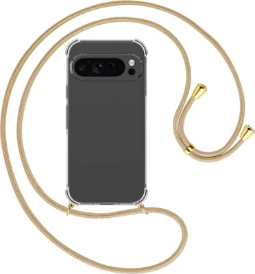 Produktbild von Handykette Backcover-Schutzhülle mit Band (Metall goldfarben) für Google Pixel 9 Pro - caramel