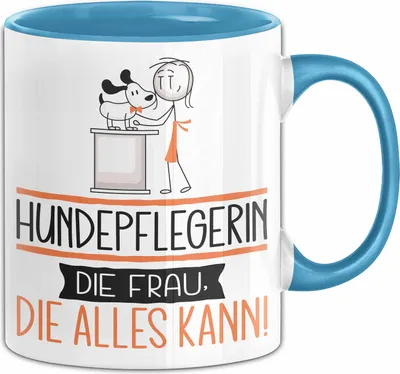 Produktbild von Hundepflegerin Geschenk Tasse Becher Die Frau Die Allen Kann Geschenkidee für eine Hundepflegerin Lustig (Blau)