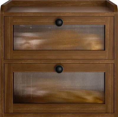 Produktbild von Brotkasten - 2-stöckige Holzaufbewahrung - Halbtransparente Magnettür - Große Kapazität - Für Arbeitsplatte - Schwarz