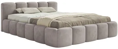 Produktbild von Selsey Cloudy Low - Polsterbett 160x200 cm, wasserabweisender Samt, Hellgrau