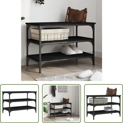 Obrázek produktu pro The Living Store Lavice na boty černá 70x38,5x49 cm Materiál na bázi dřeva