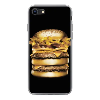 Produktbild von MuchoWow® Handyhülle Schutzhülle Hülle für iPhone 7 Goldener Hamburger auf schwarzem Hintergrund. Silikon Softcase Handy Hülle - Kartenhalter