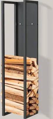 Produktbild von DanDiBo Kaminholzregal Innen Metall Schwarz Kaminholzständer 100 cm mit Rückwand an der Wand Hängend 96357 Holzkorb Kaminholzhalter Holzregal