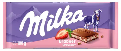Produktbild von Milka Tafelschokolade Erdbeer 100g, Milchschokolade, 100 g, Erdbeere, 2337 kJ, 560 kcal, 35 g