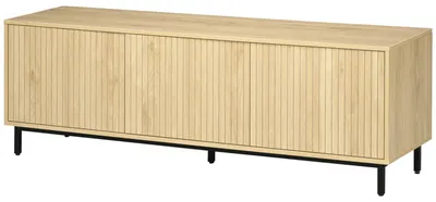 Image de Meuble TV - Support TV - Meuble TV - Meuble multimédia - Bois naturel - Adapté pour les téléviseurs de 65 pouces