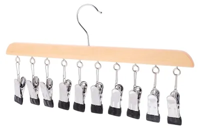 Produktbild von Vielseitiger Wäschetrockner mit 10 Clips und Edelstahl-Kleiderbügel für Socken und Unterwäsche im Balkon oder anderen Umgebungen