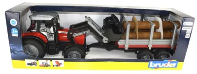 Produktbild von BRUDER Massey Ferguson + Frontlader, Holztransporthänger, Traktor-Modell, 3 Jahr(e), Kunststoff, Schwarz, Rot, Silber