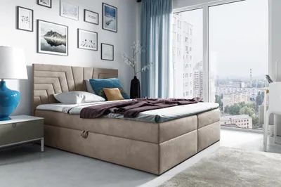 Produktbild von MEBLINI Boxspringbett mit Bettkasten - Gepolstert Doppelbett mit Matratze und Topper - Polsterbett mit Stauraum - Bett mit Kopfteil - Stauraumbett - BACALAR - 200x200 - H4/Dunkelbeige Samt