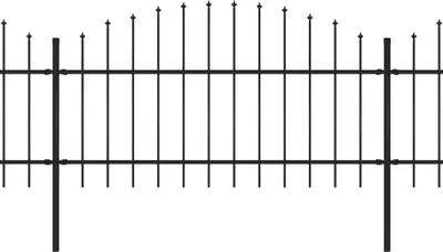 Produktbild von vidaXL Gartenzaun mit Speerspitzen Stahl (1 - 1,25) x 13,6 m Schwarz