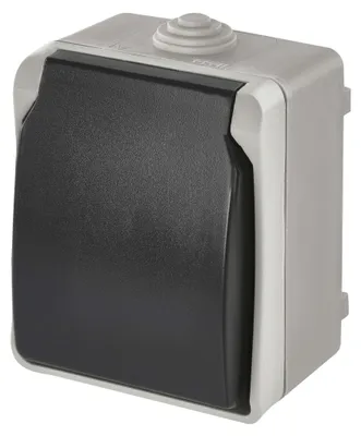 Wandsteckdose grau-schwarz, IP44