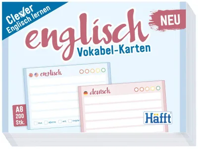 Image de Cartes de vocabulaire "Anglais", format DIN A8 (74 x 52 mm), paquet de 200 pièces