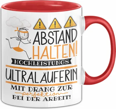 Produktbild von Ultraläuferin Tasse Geschenk Lustig Abstand Halten Hochleistungs-Ultraläuferin Mit Drang Zur Perfektion Bei Der Arbeit (Rot)