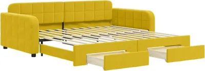 Produktbild von vidaXL Tagesbett Ausziehbar mit Schubladen Gelb 100x200 cm Samt