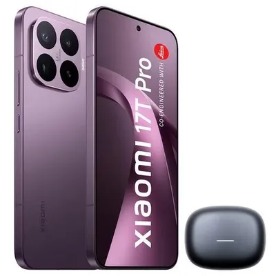 Immagine prodotto di Smartphone Xiaomi 17T Pro 5G, 512GB di memoria, 12GB di RAM, display da 6,83", batteria da 7000mAh, obiettivo tele Leica 5x, display a 144Hz con protezione per gli occhi, colore viola scuro (con cuffie Bluetooth)
