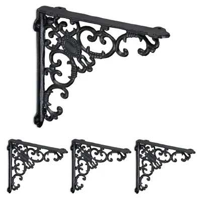 Immagine prodotto di Set di 4 supporti per mensole antichi in ghisa, dimensioni 21,5 x 4 cm, colore nero