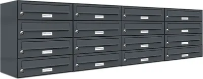 Produktbild von 16er Briefkasten Anthrazit Anlage 16 Fach Wandbriefkasten Postkasten