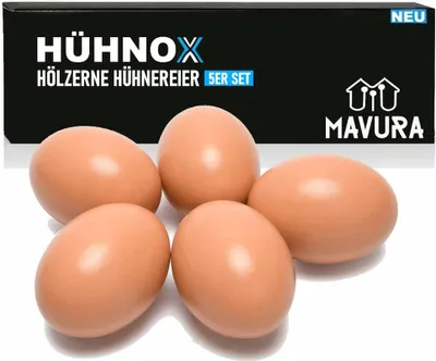Produktbild von HÜHNOX Hölzerne Hühnereier Handwerk Rohlinge für Ostern Dekor 5 Stk Bruthilfe