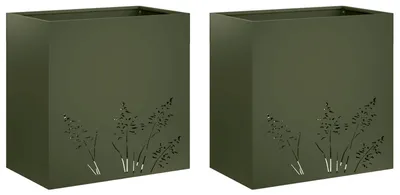 Productafbeelding van vidaXL Tuinplantpot, 2 stuks, olijgroen, 50 x 30 x 49 cm