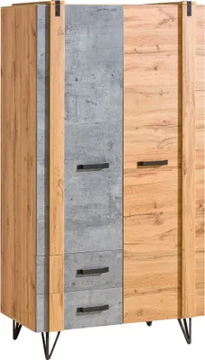 Image de Minio, Armoire "MILENIUM 1", avec pieds métalliques, chêne wotan / couleur béton