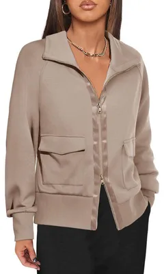 Produktbild von Damen-Sweatshirt mit Reißverschluss,Kragen,langen Ärmeln und Taschen,Größe:M