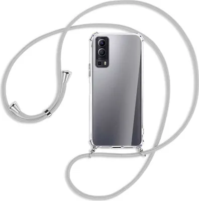 Produktbild von Handykette Backcover-Schutzhülle mit Band (Metall silberfarben) für vivo Y52 5G / Y72 5G / vivo iQOO Z3 - silbergrau