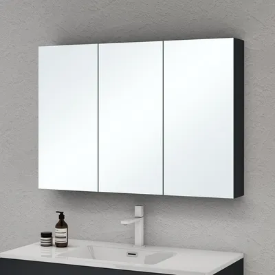 Produktbild von doporro Spiegelschrank Wandspiegel mit Spiegeltüren Wandschrank 120x15x70cm Hängeschrank für Badezimmer Anthrazit matt Spiegelschrank02