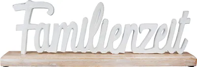 Image de Gilde Schriftzug, "Familienzeit", Aluminium, Mangoholz, weiß, VE 3, L. 5 cm, B. 43 cm, H. 15 cm 51719 4063387517192