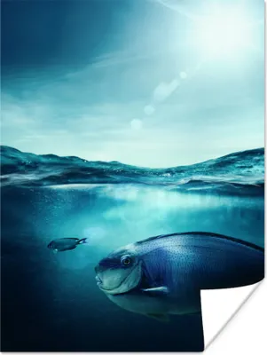 Produktbild von MuchoWow® Poster Fisch - Meer - Blau 120x160 cm - Wandbilder