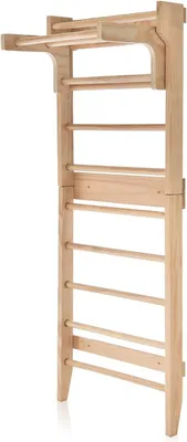 Imagen del producto de Panel de escalada de madera, estructura de escalada con barra de dominadas de altura ajustable, estructura de escalada de 195 x 80 cm para adultos y niños, ideal para fisioterapia, gimnasia y fitness. Estructura resistente, con capacidad de carga de 100 kg