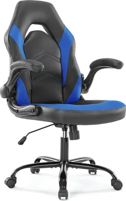 Image de Sweiko Gaming Chair,Chaise de bureau pivotante avec soutien lombaire,Ergonomique,Cuir PU,Bleu,Noir
