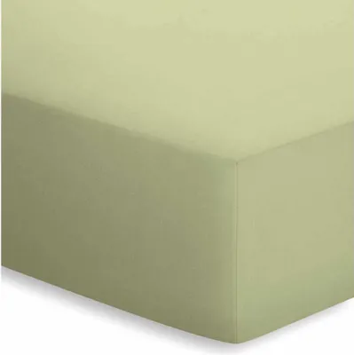 Obrázok produktu pre Schlafgut Jersey napínacie prestieradlo s elastánom, 100 % bavlna, s gumou po celom obvode, pružné a nevyžadujúce žehlenie, 140 x 200 cm, farba Lind