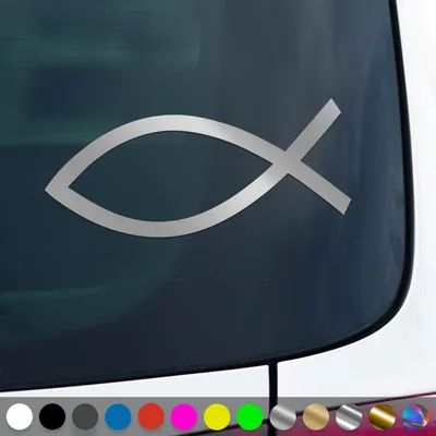 Produktbild von PantherPixel Ichthys Aufkleber Jesus Fisch Christus Kirche Sticker Auto Geschenkidee Farbe Silber