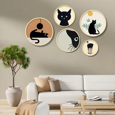 Obrázok produktu pre Wallity, Yats-07, Dekoratívny obraz v ráme z MDF (5 kusov), viacfarebný, 100 % MASÍVNE DREVO, 43,5 x 43,5 cm
