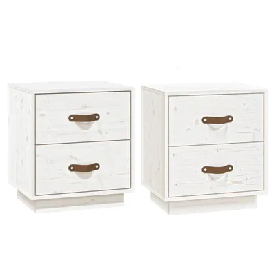 Productafbeelding van Nachtkastjes 2 st 40x34x45 cm massief grenenhout wit