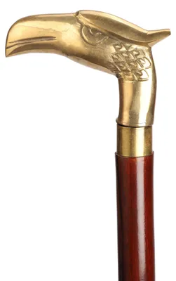 Imagen del producto de Bastón de madera con cabeza desmontable en dorado y plateado