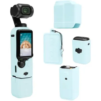 Produktbild von Schutzhülle für DJI Osmo Pocket 3 – Silikon Cover – Action Kamera Zubehör – Blau – inkl. Objektivschutz & Akkugriff Hülle