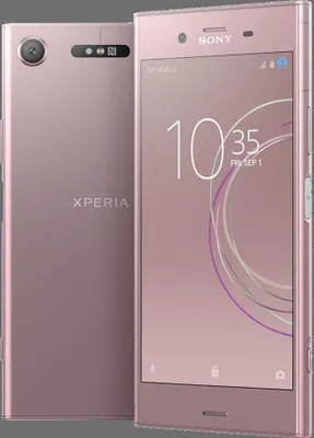 A pink Sony Xperia XZ1 smartphone is shown from the front and back.