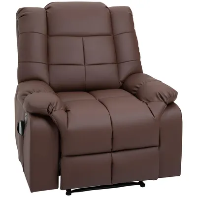 Immagine prodotto di Poltrona TV elettrica Fortuna Lai, inclinabile a 165°, con 8 punti massaggio, telecomando, poltrona relax, ecopelle, 94 x 99 x 99 cm, marrone