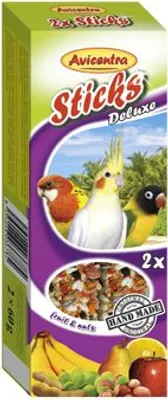 Produktbild von Avicentra Deluxe Stäbchen für kleine Papageien, mit Obst und Nüssen 2 Stück